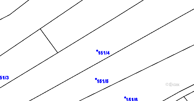 Parcela st. 151/4 v KÚ Snopoušovy, Katastrální mapa