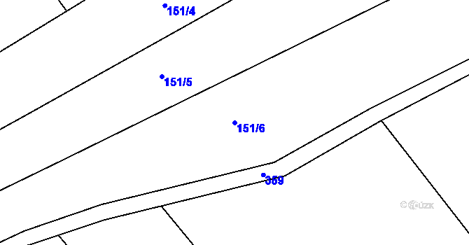 Parcela st. 151/6 v KÚ Snopoušovy, Katastrální mapa