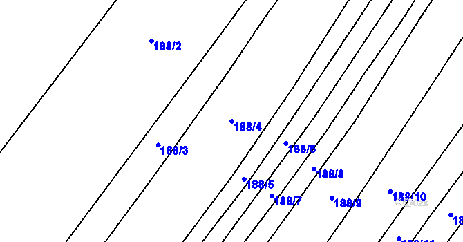 Parcela st. 188/4 v KÚ Snopoušovy, Katastrální mapa