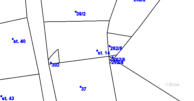 Parcela st. 14 v KÚ Snopoušovy, Katastrální mapa