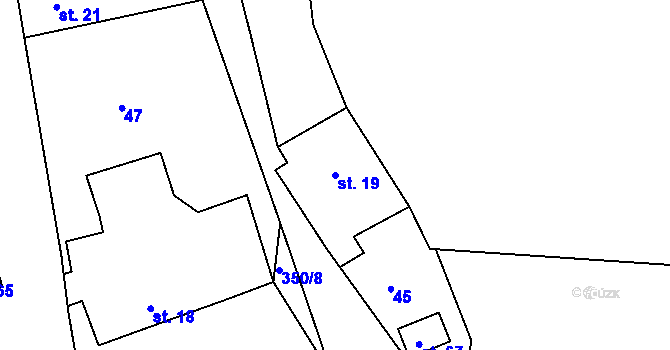 Parcela st. 19 v KÚ Snopoušovy, Katastrální mapa