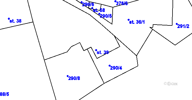Parcela st. 39 v KÚ Snopoušovy, Katastrální mapa