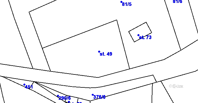 Parcela st. 49 v KÚ Snopoušovy, Katastrální mapa