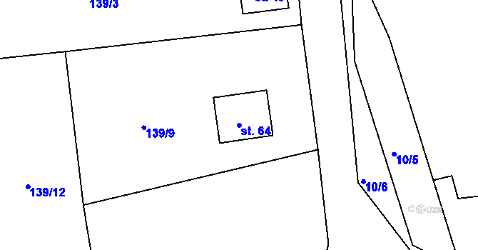 Parcela st. 64 v KÚ Snopoušovy, Katastrální mapa