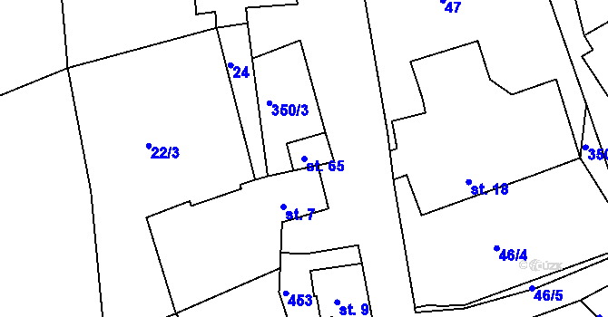 Parcela st. 65 v KÚ Snopoušovy, Katastrální mapa