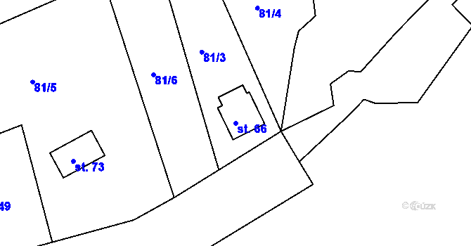 Parcela st. 66 v KÚ Snopoušovy, Katastrální mapa