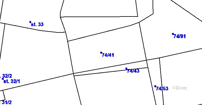 Parcela st. 74/41 v KÚ Snopoušovy, Katastrální mapa