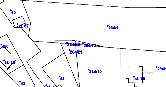 Parcela st. 284/12 v KÚ Snopoušovy, Katastrální mapa