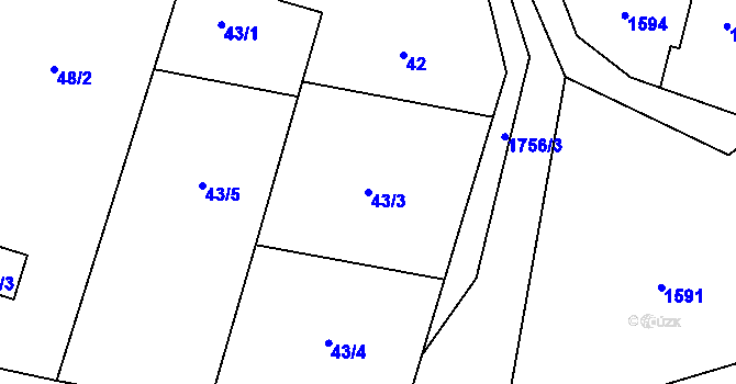 Parcela st. 43/3 v KÚ Dolní Lutyně, Katastrální mapa