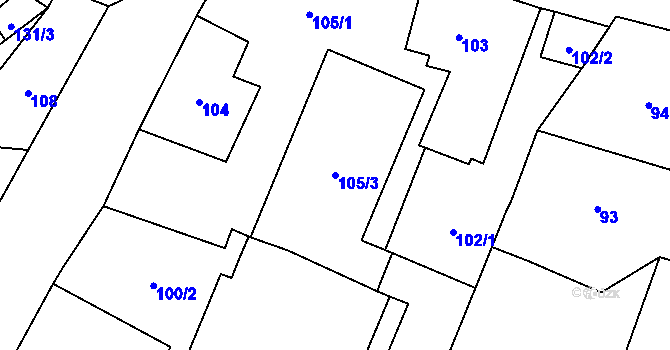 Parcela st. 105/3 v KÚ Dolní Lutyně, Katastrální mapa