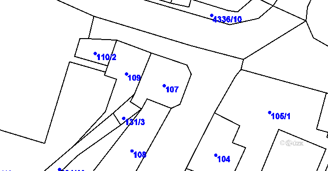 Parcela st. 107 v KÚ Dolní Lutyně, Katastrální mapa