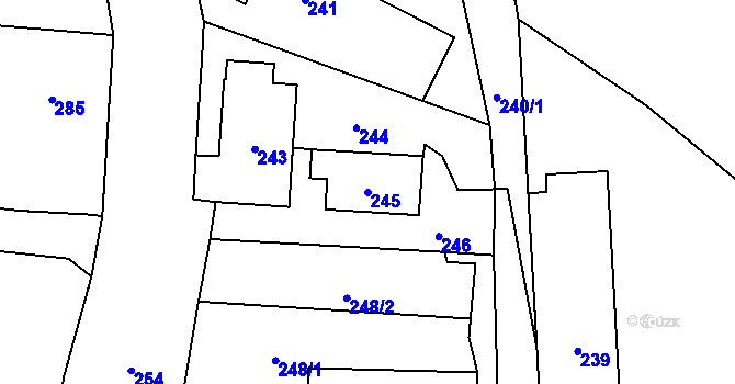 Parcela st. 245 v KÚ Dolní Lutyně, Katastrální mapa