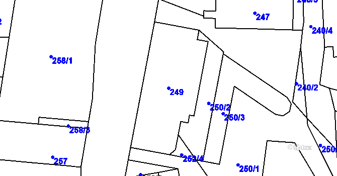 Parcela st. 249 v KÚ Dolní Lutyně, Katastrální mapa
