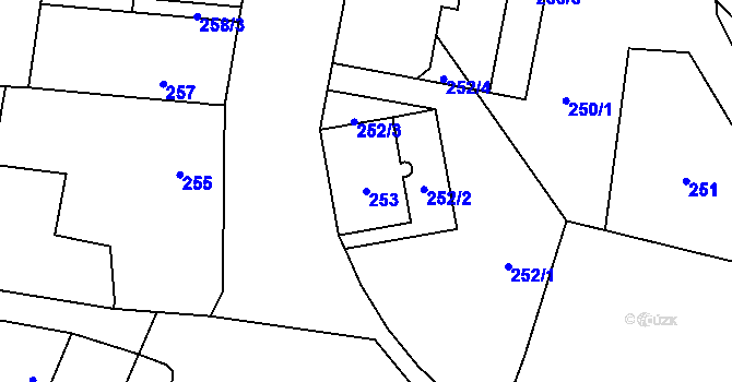 Parcela st. 253 v KÚ Dolní Lutyně, Katastrální mapa