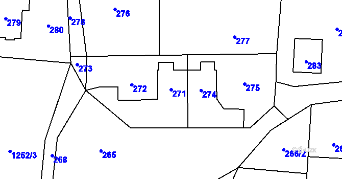 Parcela st. 271 v KÚ Dolní Lutyně, Katastrální mapa