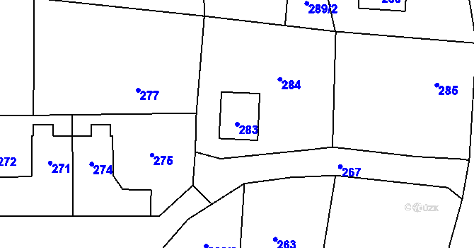 Parcela st. 283 v KÚ Dolní Lutyně, Katastrální mapa