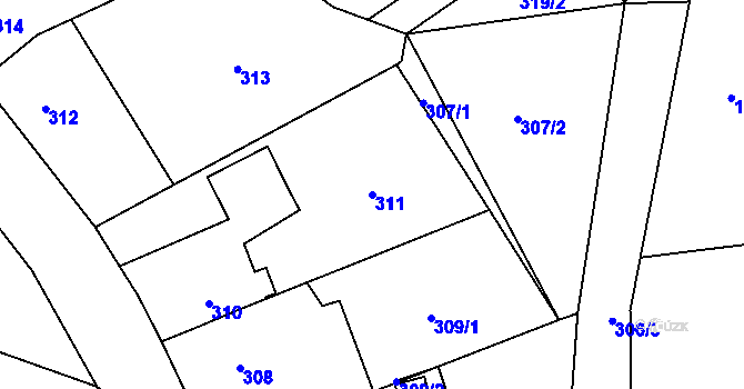 Parcela st. 311 v KÚ Dolní Lutyně, Katastrální mapa
