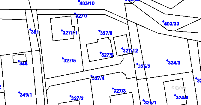 Parcela st. 327/9 v KÚ Dolní Lutyně, Katastrální mapa