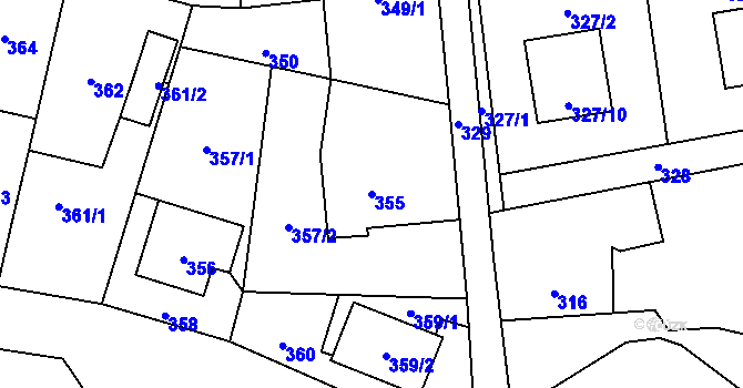 Parcela st. 355 v KÚ Dolní Lutyně, Katastrální mapa