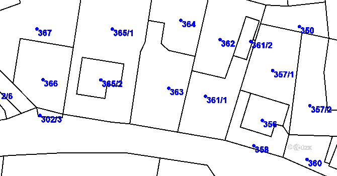 Parcela st. 363 v KÚ Dolní Lutyně, Katastrální mapa