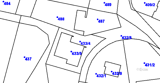 Parcela st. 433/4 v KÚ Dolní Lutyně, Katastrální mapa