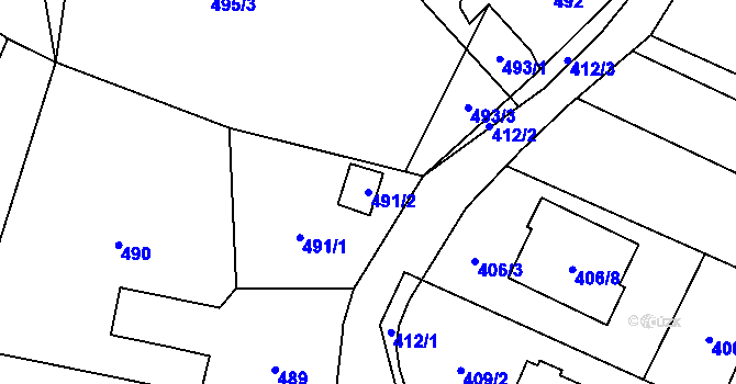 Parcela st. 491/2 v KÚ Dolní Lutyně, Katastrální mapa