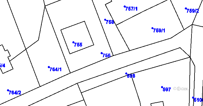 Parcela st. 756 v KÚ Dolní Lutyně, Katastrální mapa