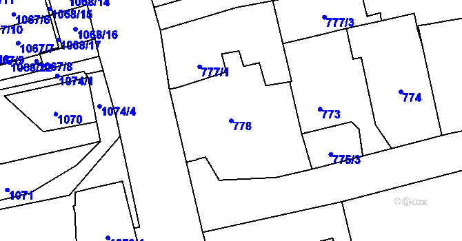 Parcela st. 778 v KÚ Dolní Lutyně, Katastrální mapa