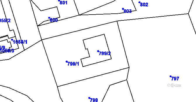 Parcela st. 799/2 v KÚ Dolní Lutyně, Katastrální mapa