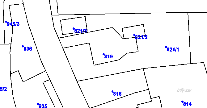 Parcela st. 819 v KÚ Dolní Lutyně, Katastrální mapa