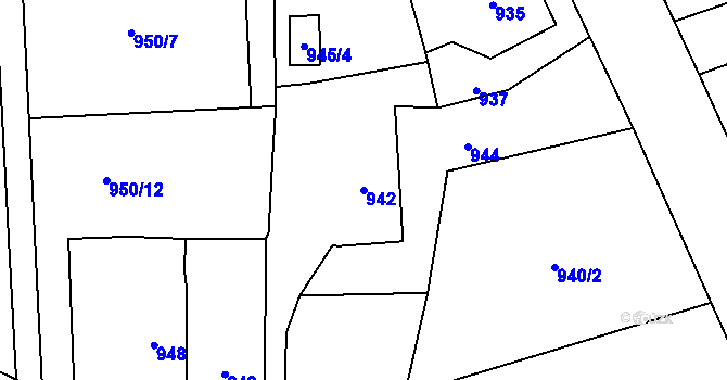 Parcela st. 942 v KÚ Dolní Lutyně, Katastrální mapa