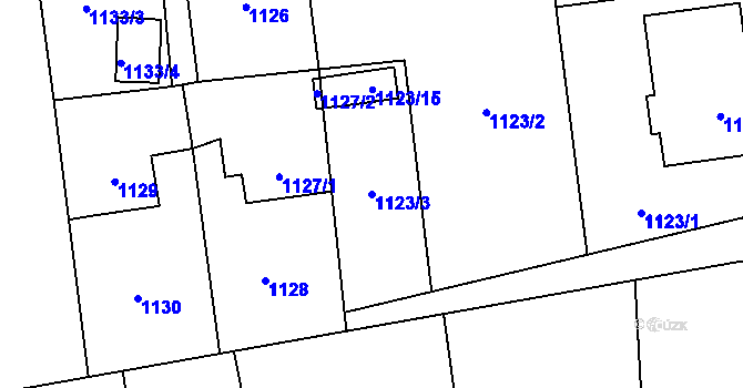 Parcela st. 1123/3 v KÚ Dolní Lutyně, Katastrální mapa