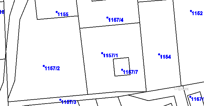 Parcela st. 1157/1 v KÚ Dolní Lutyně, Katastrální mapa