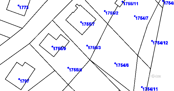 Parcela st. 1755/3 v KÚ Dolní Lutyně, Katastrální mapa