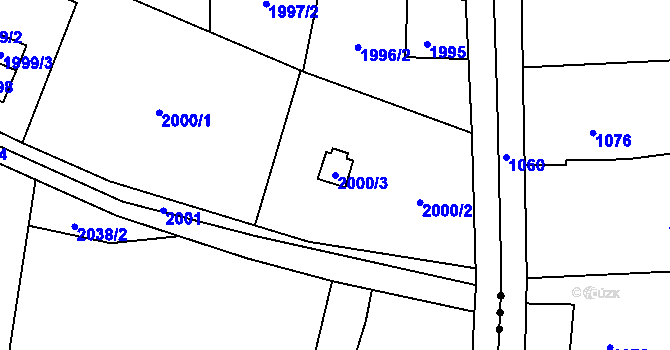 Parcela st. 2000/3 v KÚ Dolní Lutyně, Katastrální mapa