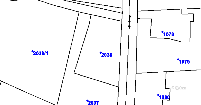 Parcela st. 2036 v KÚ Dolní Lutyně, Katastrální mapa
