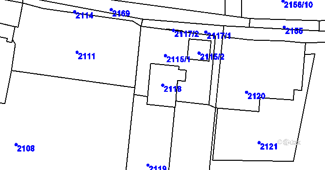 Parcela st. 2118 v KÚ Dolní Lutyně, Katastrální mapa