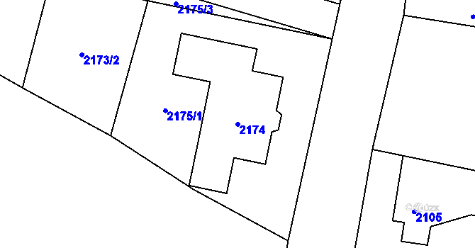 Parcela st. 2174 v KÚ Dolní Lutyně, Katastrální mapa