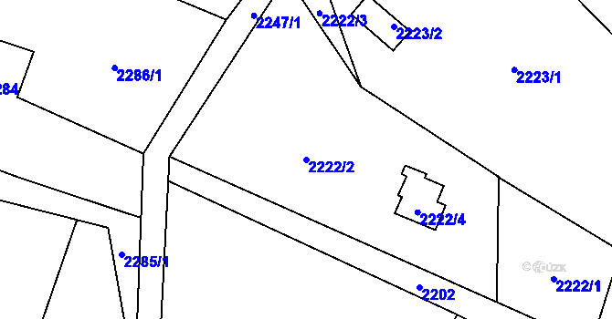 Parcela st. 2222/2 v KÚ Dolní Lutyně, Katastrální mapa