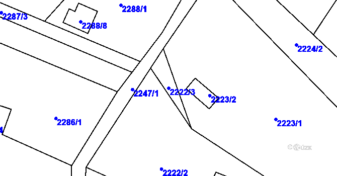 Parcela st. 2222/3 v KÚ Dolní Lutyně, Katastrální mapa