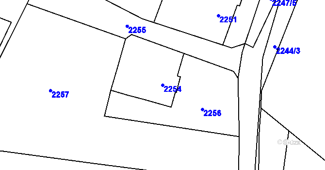 Parcela st. 2254 v KÚ Dolní Lutyně, Katastrální mapa