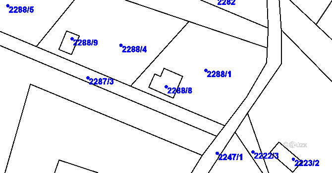 Parcela st. 2288/8 v KÚ Dolní Lutyně, Katastrální mapa