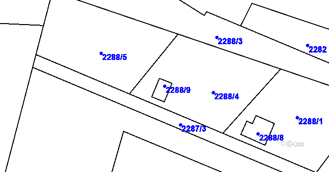 Parcela st. 2288/9 v KÚ Dolní Lutyně, Katastrální mapa