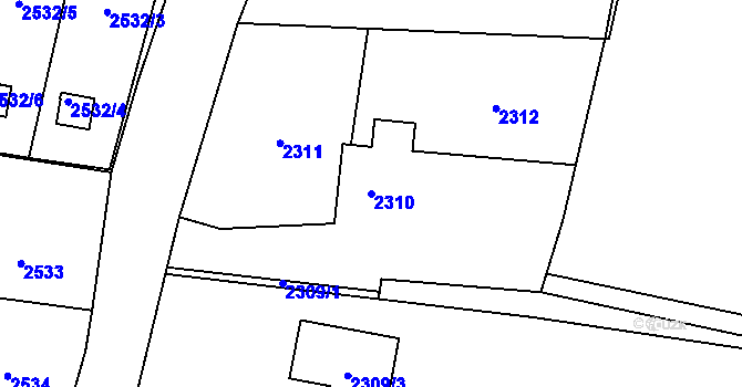 Parcela st. 2310 v KÚ Dolní Lutyně, Katastrální mapa