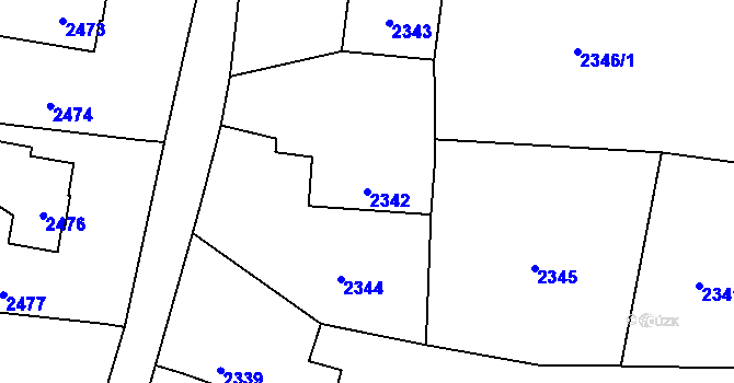 Parcela st. 2342 v KÚ Dolní Lutyně, Katastrální mapa