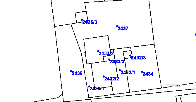 Parcela st. 2433/2 v KÚ Dolní Lutyně, Katastrální mapa