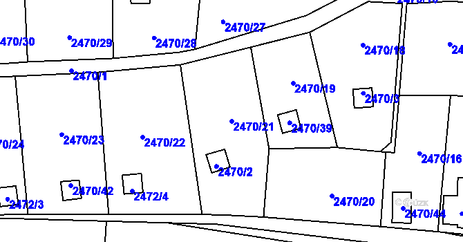 Parcela st. 2470/21 v KÚ Dolní Lutyně, Katastrální mapa