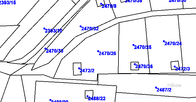Parcela st. 2470/26 v KÚ Dolní Lutyně, Katastrální mapa