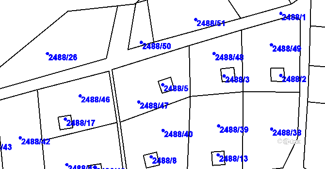 Parcela st. 2488/5 v KÚ Dolní Lutyně, Katastrální mapa