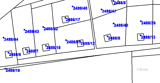 Parcela st. 2488/12 v KÚ Dolní Lutyně, Katastrální mapa